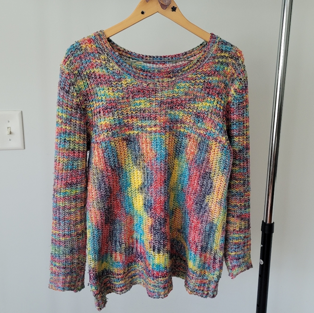 Multicolor Oversized Knit Sweater - Size Medium